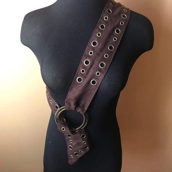 Boho suede fabric wide belt - Picture 2 of 6